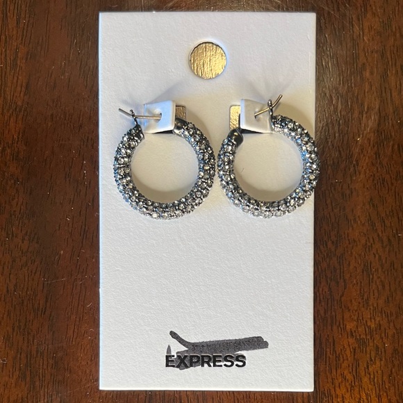 NWT Express Rhinestone Pavé Hoops in Gold Tone or Black - Picture 7 of 10